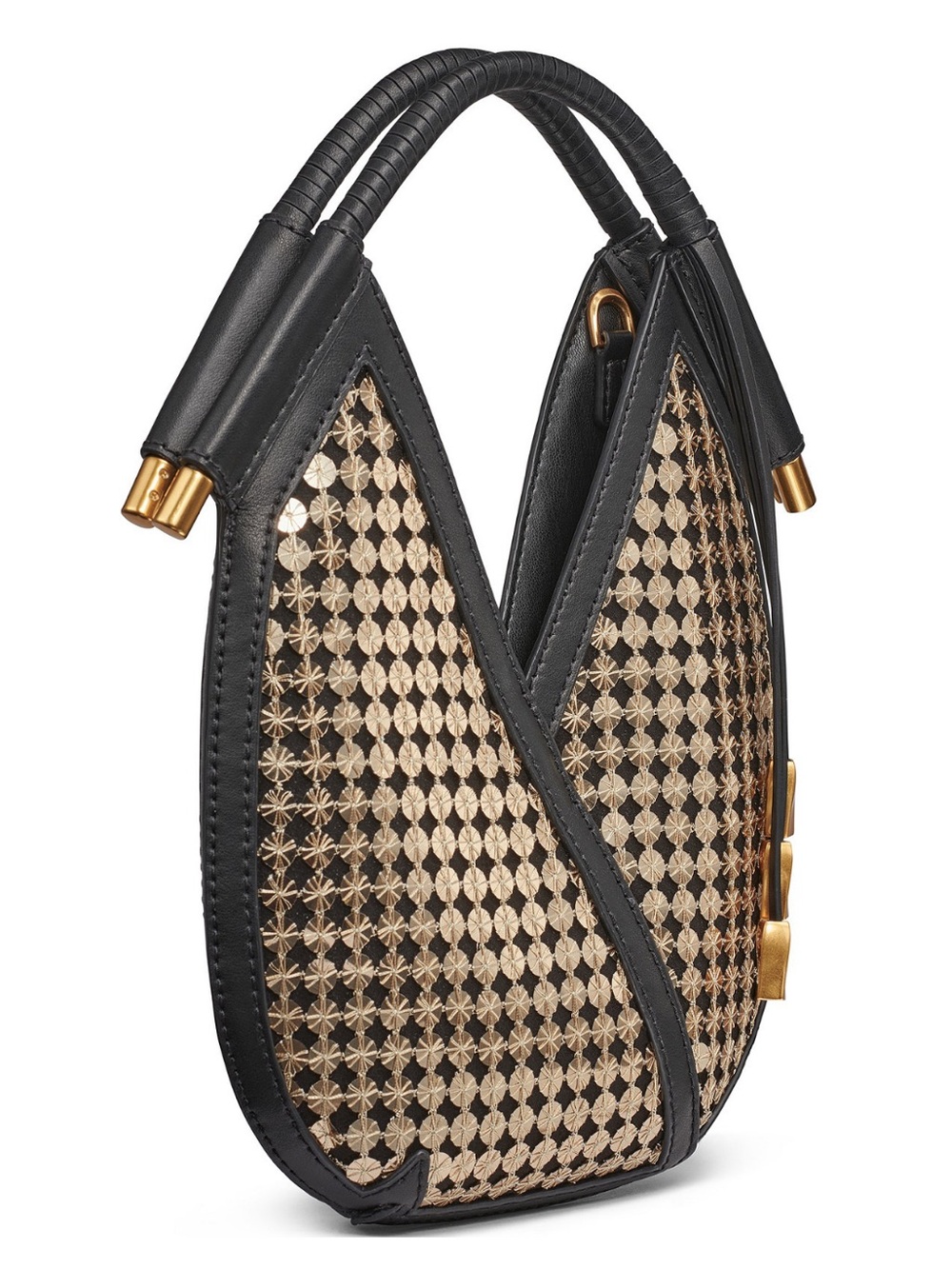 Donna Karan Baldwin Crossbody Purse Black/Gold Sequin - Picture 3 of 6